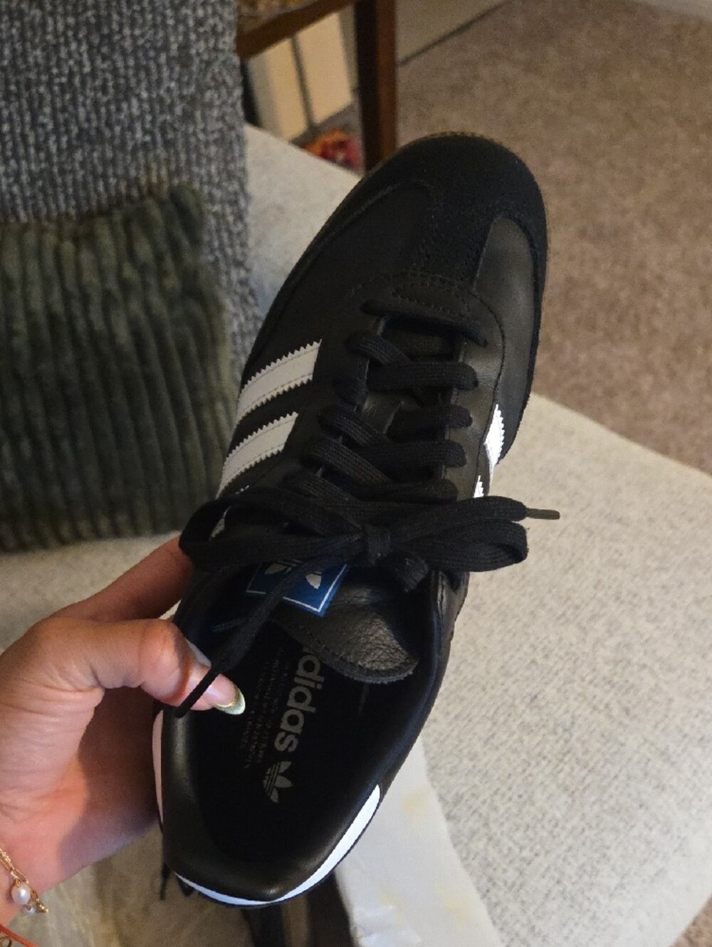 adidas Samba Leather Sneakers in Black, White and Brown Gum - Picture 3 of 6